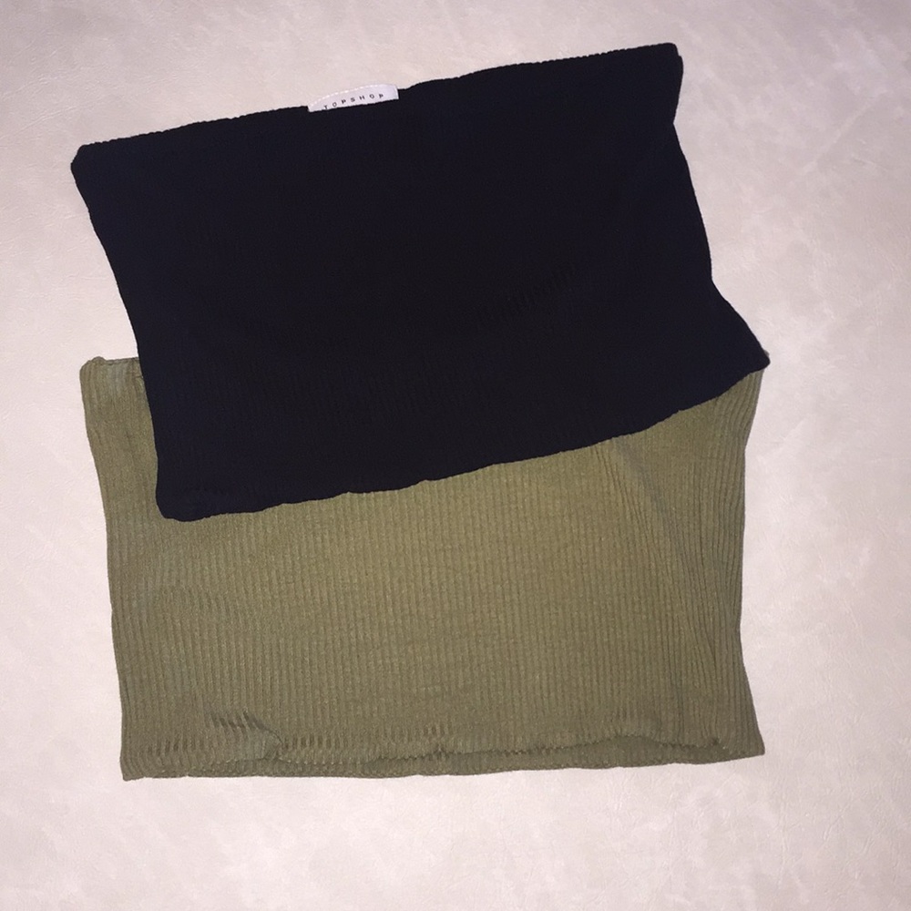 Two top shop cropped rubber tube tops